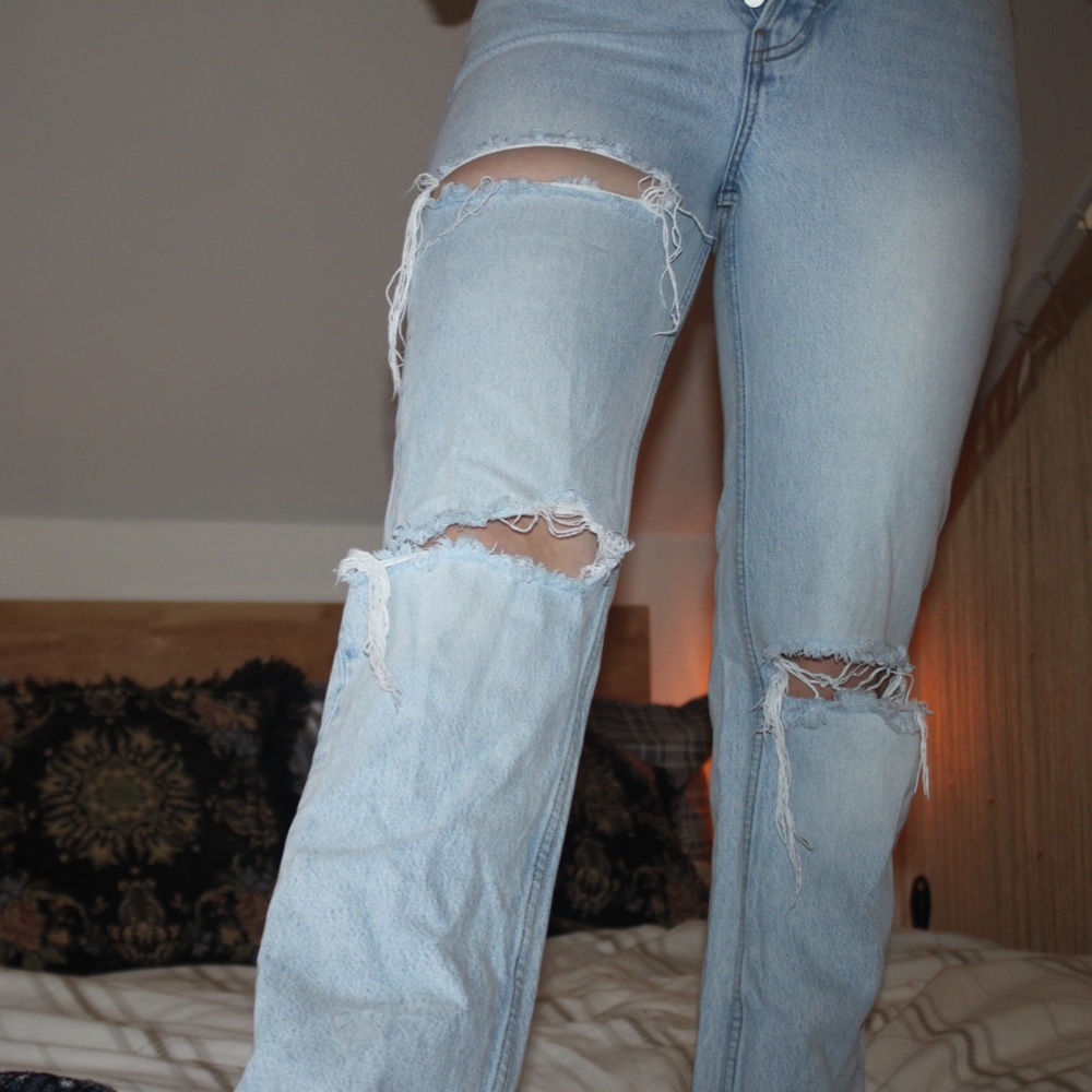 Reformation Cynthia High Rise Straight Jeans Size 27 Colorado Light Wash Ripped